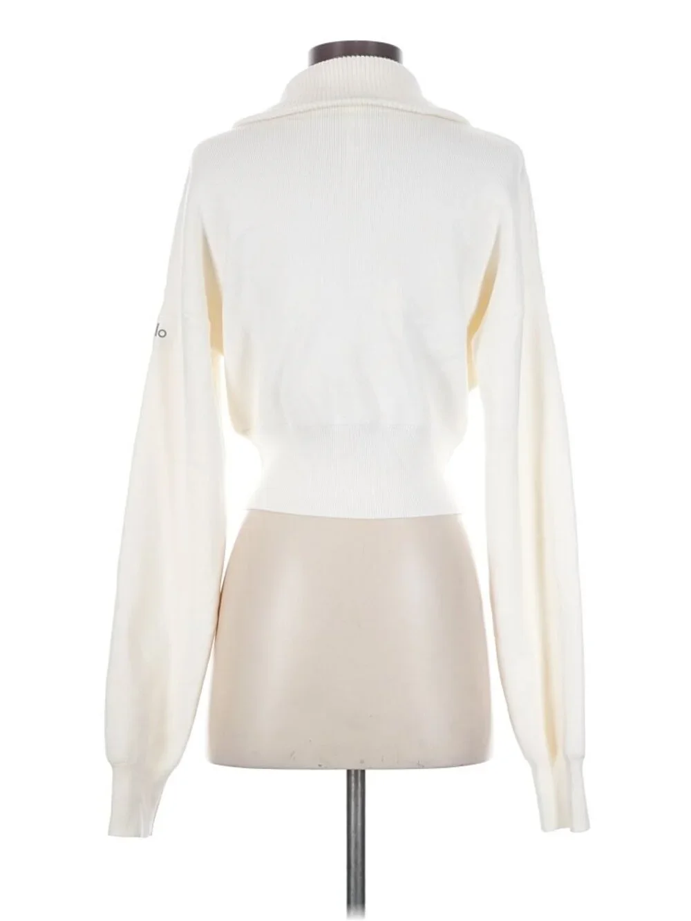 ALO Yoga Scholar Knit Cropped Full Zip Jacket - Size Small - Ivory - Like New